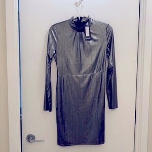 NWT Nasty Gal stretch silver mini dress